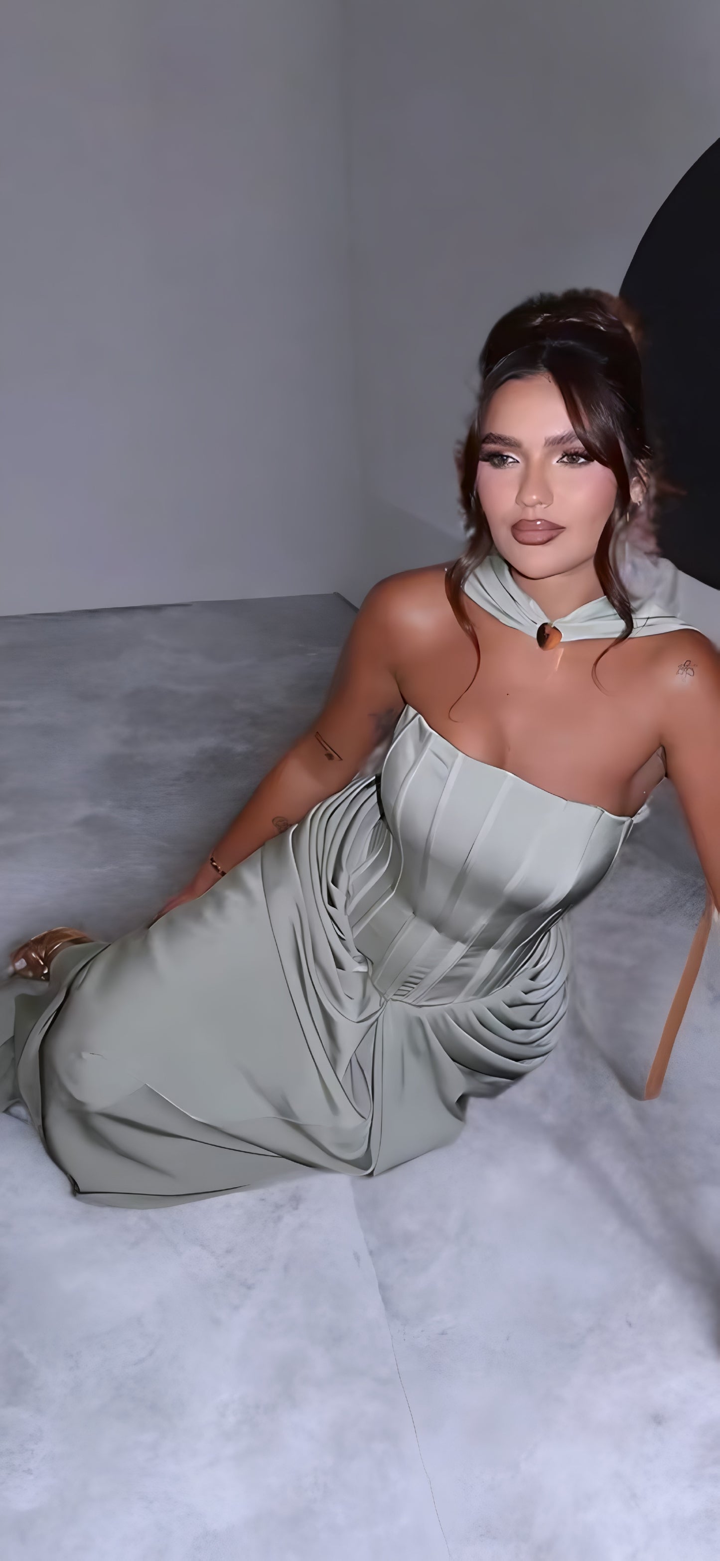 Sculpted Sage Green Gown