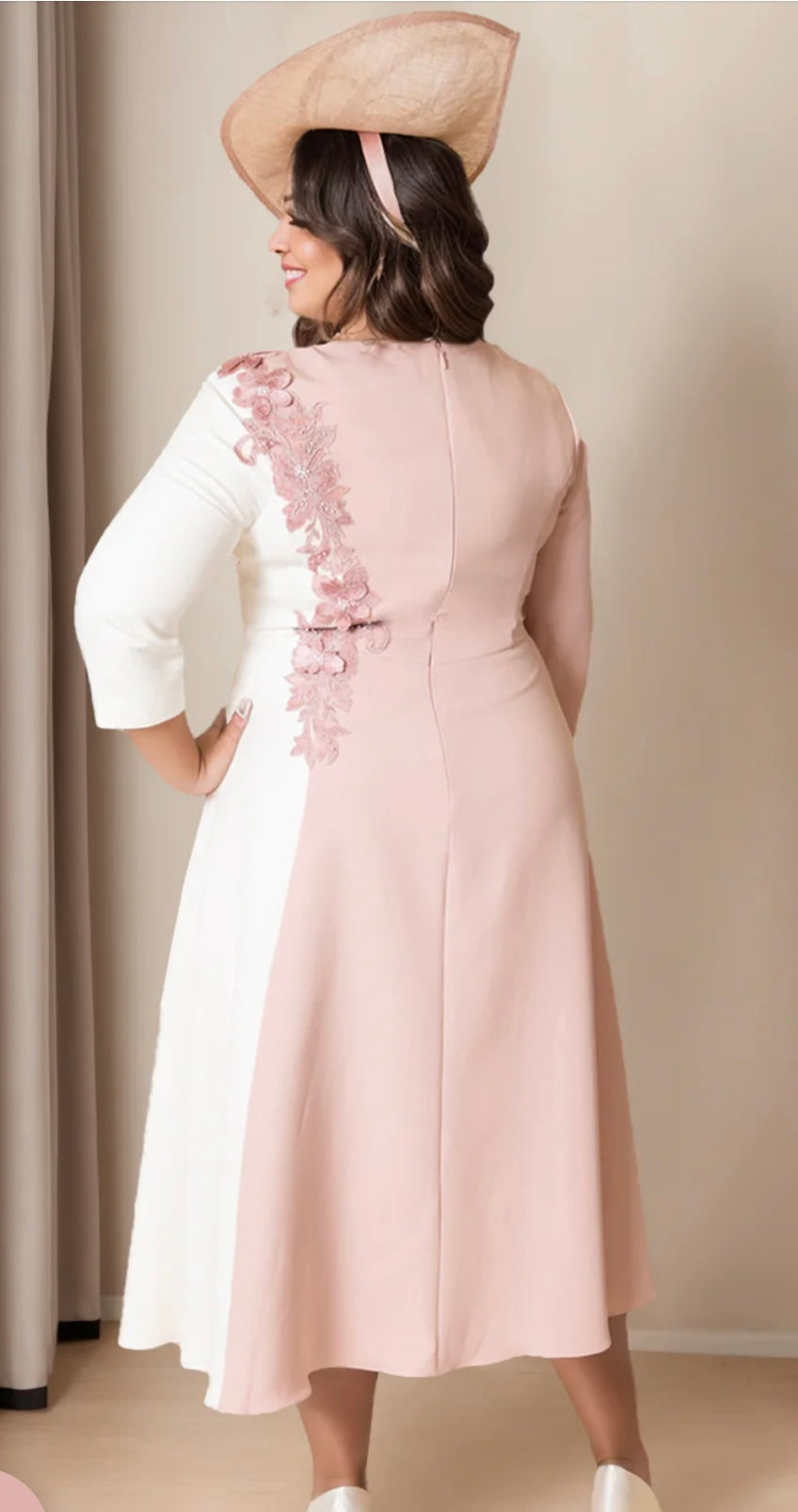 Blush & Ivory Floral Midi Dress