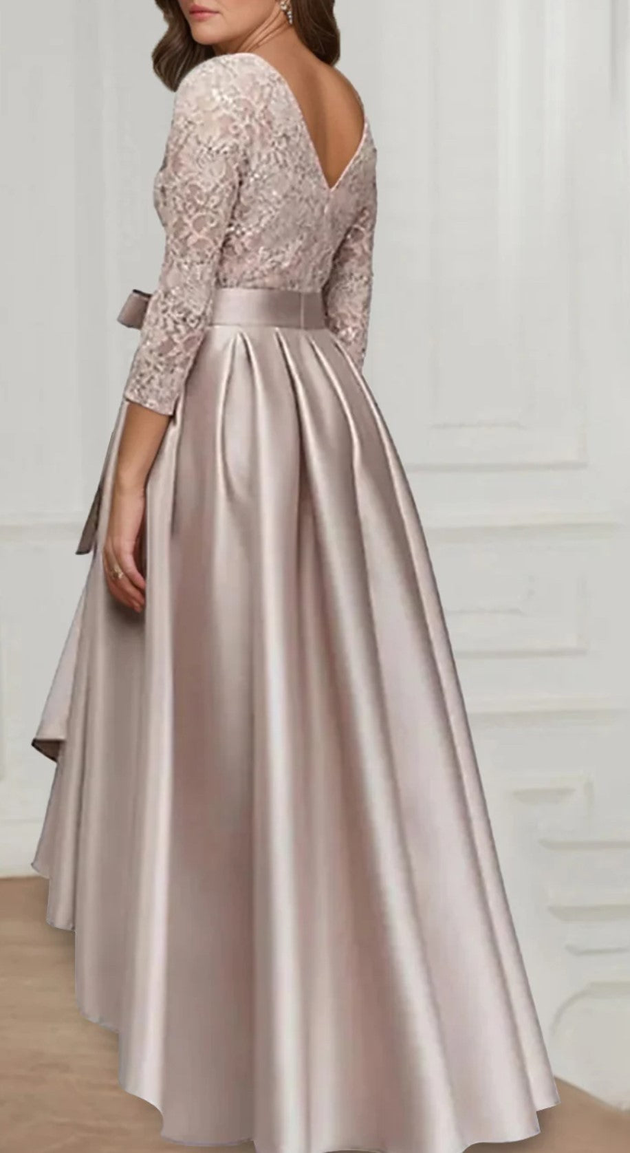 Champagne Lace & Satin Gown