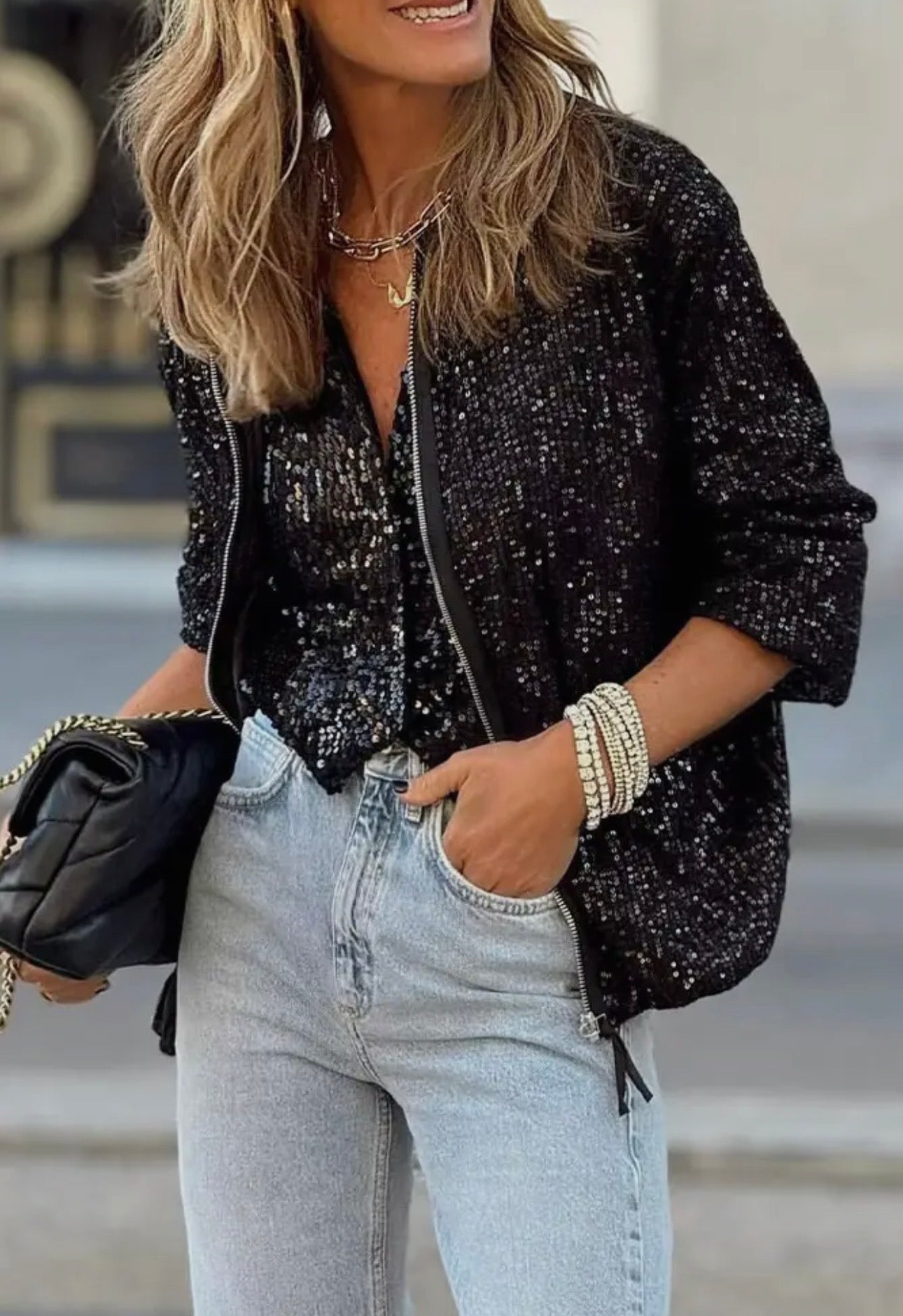 The Weekend Sequin Bomber Jacket