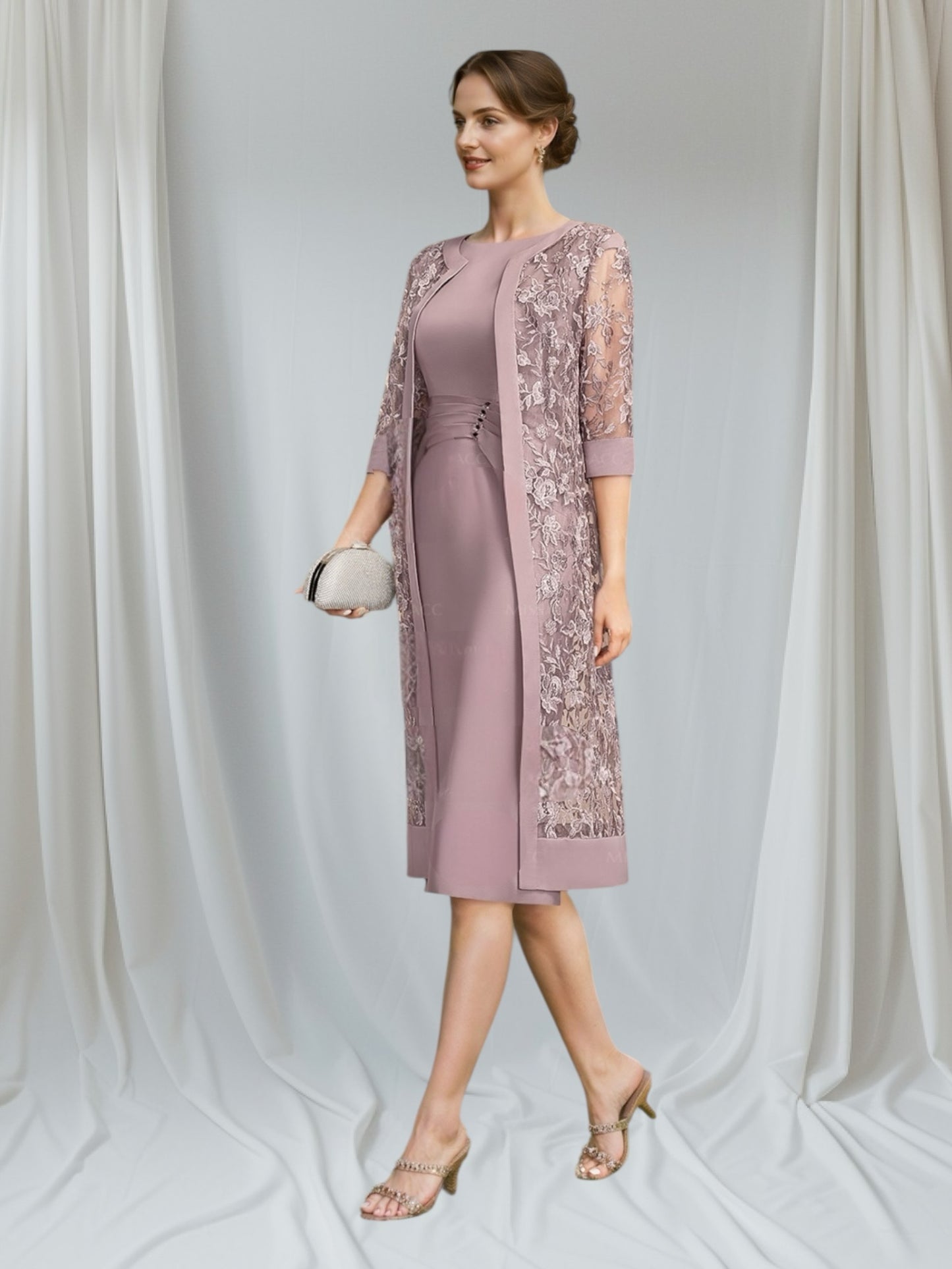 Mauve Lace Jacket Dress