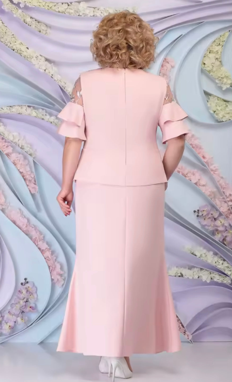Blush Embroidered Evening Gown