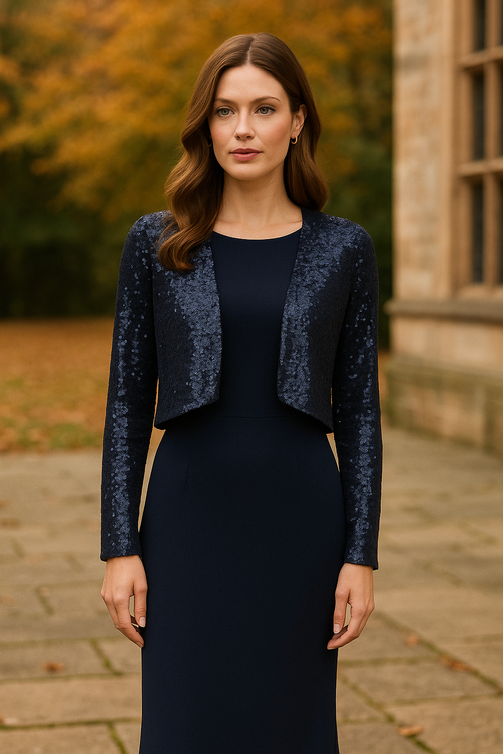 Beaded Overlay with pearl detail.