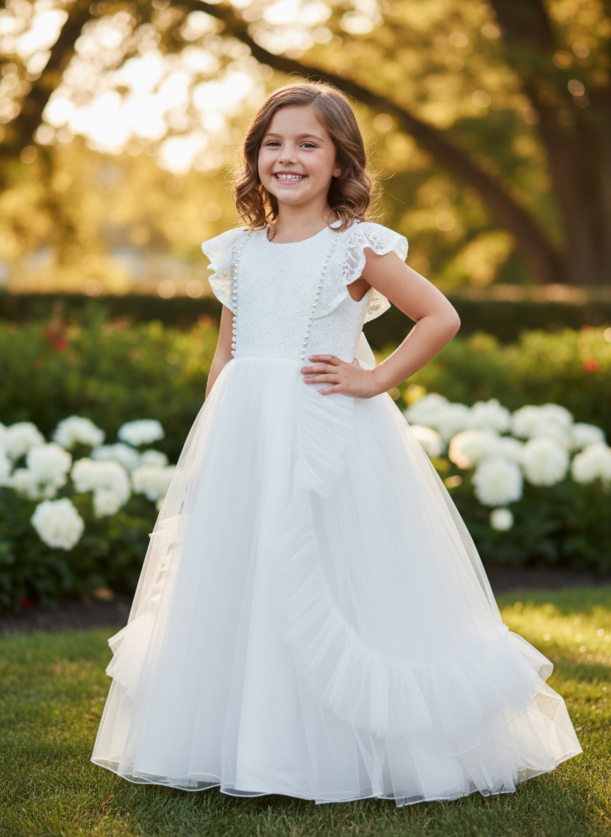Tulle skirt communion dresses