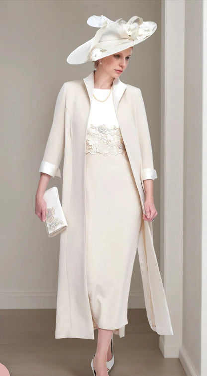 Ivory Embroidered Dress &amp; Coat
