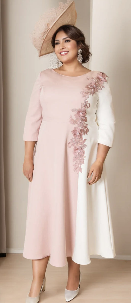 Blush & Ivory Floral Midi Dress
