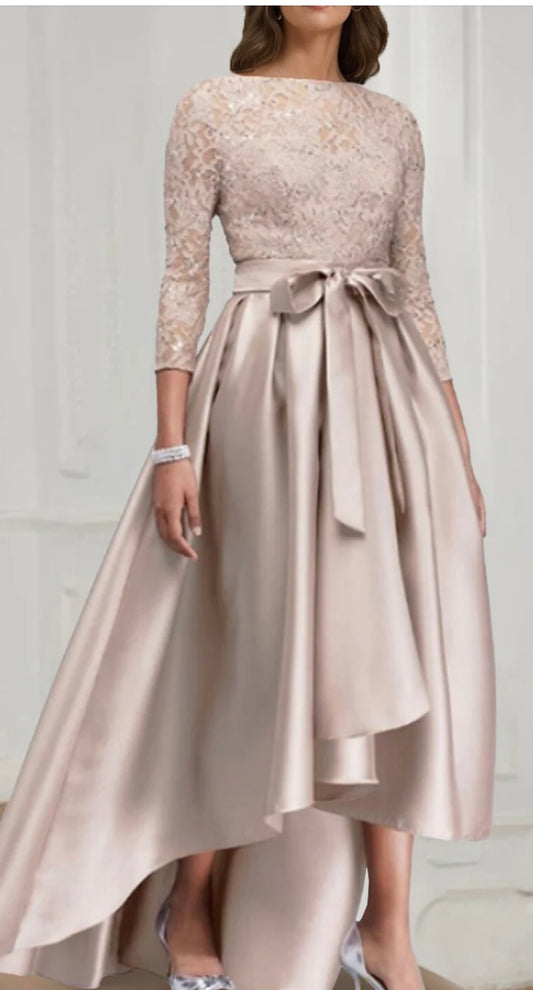 Champagne Lace &amp; Satin Gown