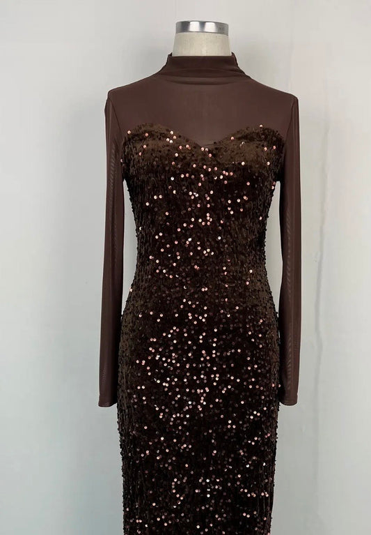 Velvet Sequin Midi Dress
