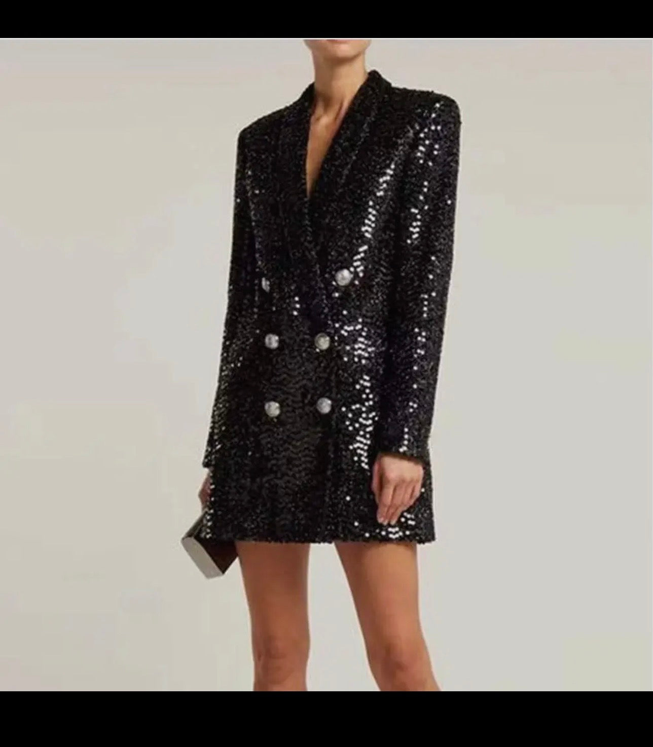 Black Sequin Blazer Dress