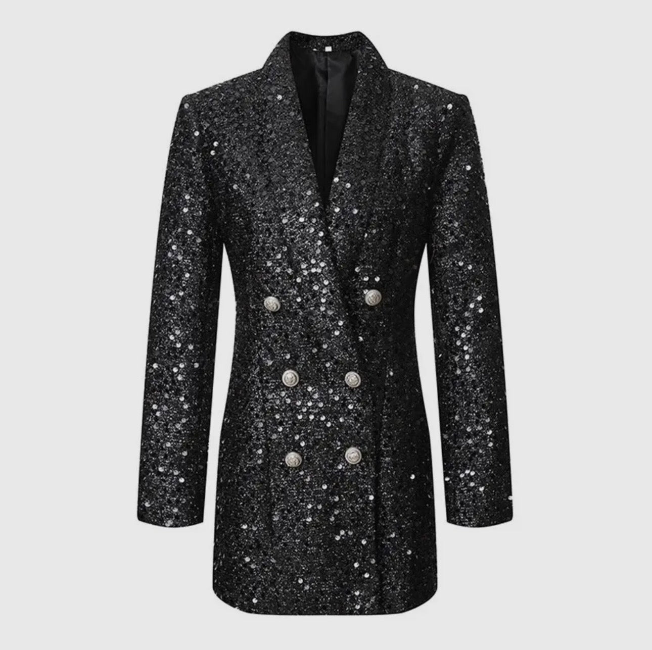Black Sequin Blazer Dress