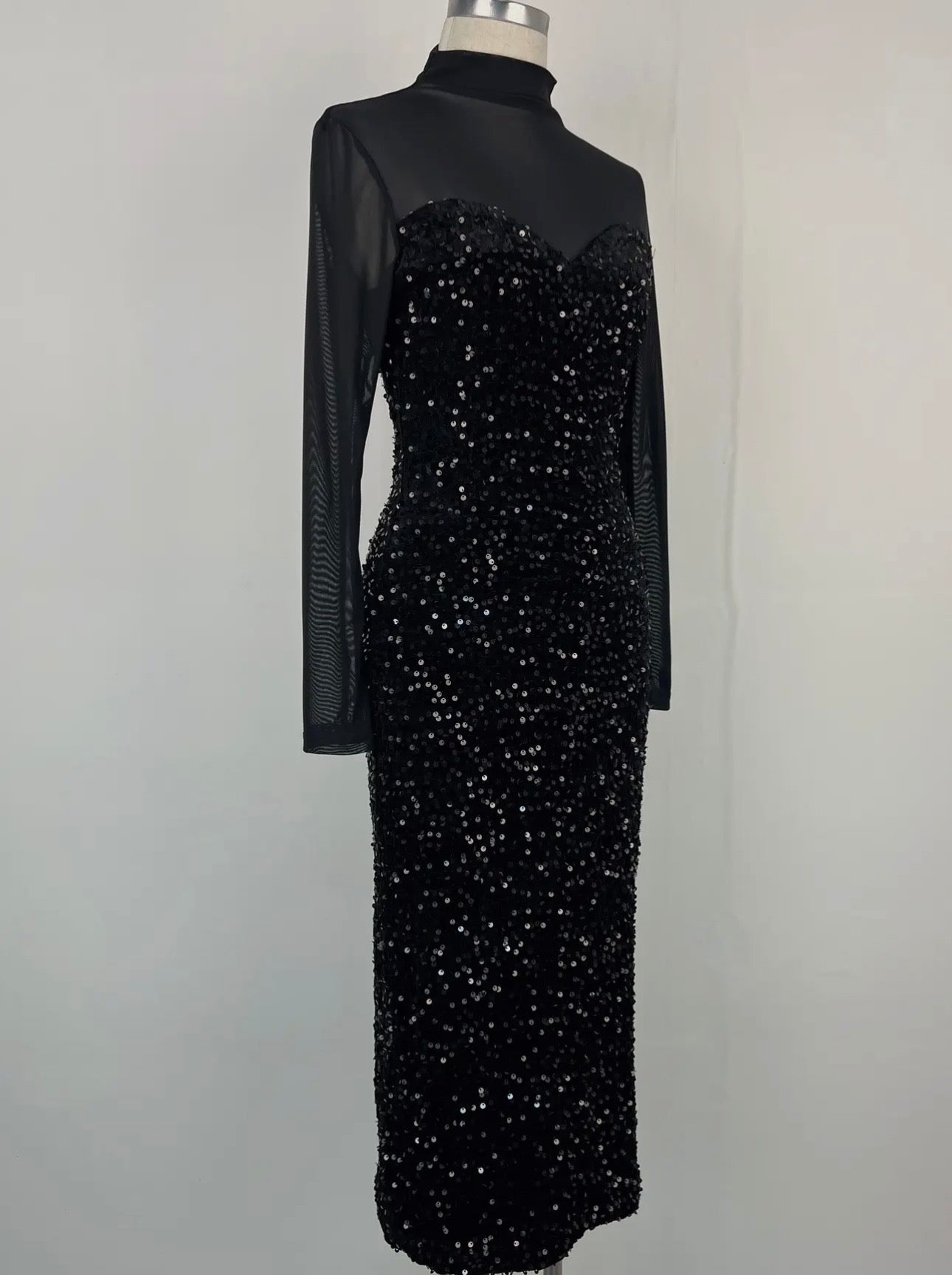 Velvet Sequin Midi Dress