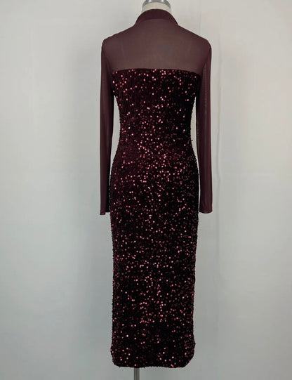 Velvet Sequin Midi Dress