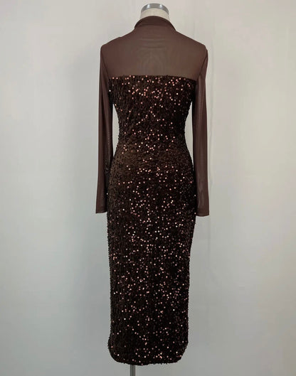 Velvet Sequin Midi Dress