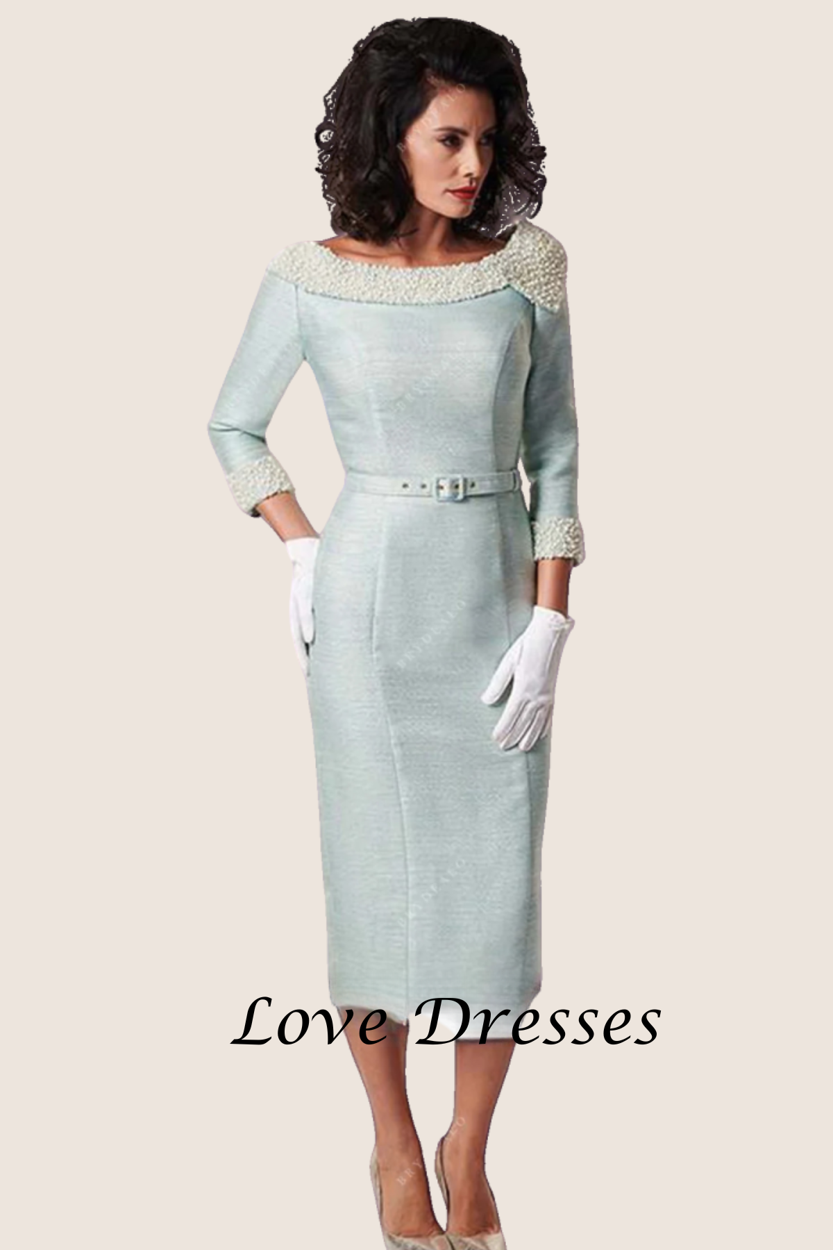 Lady Cressida – Elegant Beaded Tweed Midi Dress