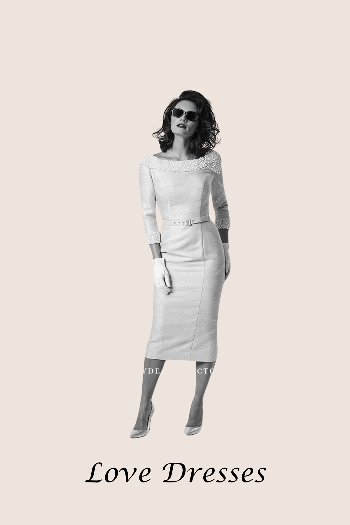Lady Cressida – Elegant Beaded Tweed Midi Dress