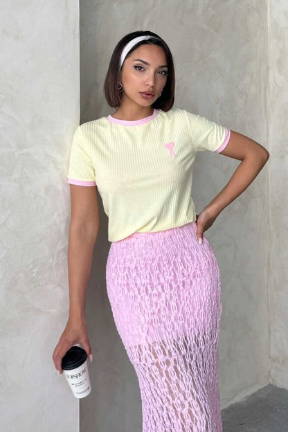 Yellow Embroidered Tee