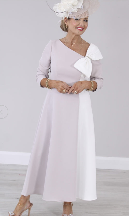 Blush & Ivory Bow Midi Dress