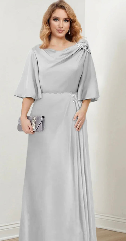 Silver Drape Embellished Gown
