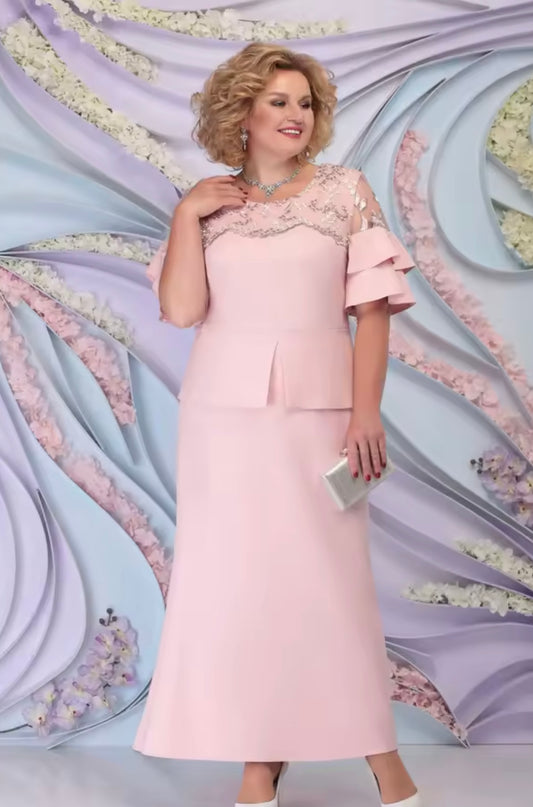 Blush Embroidered Evening Gown