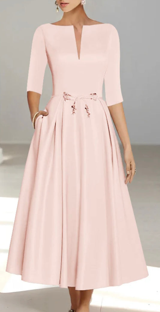Blush Pleated Midi Dress