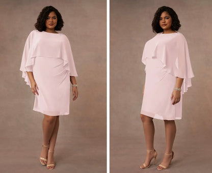Blush Cape-Overlay Dress